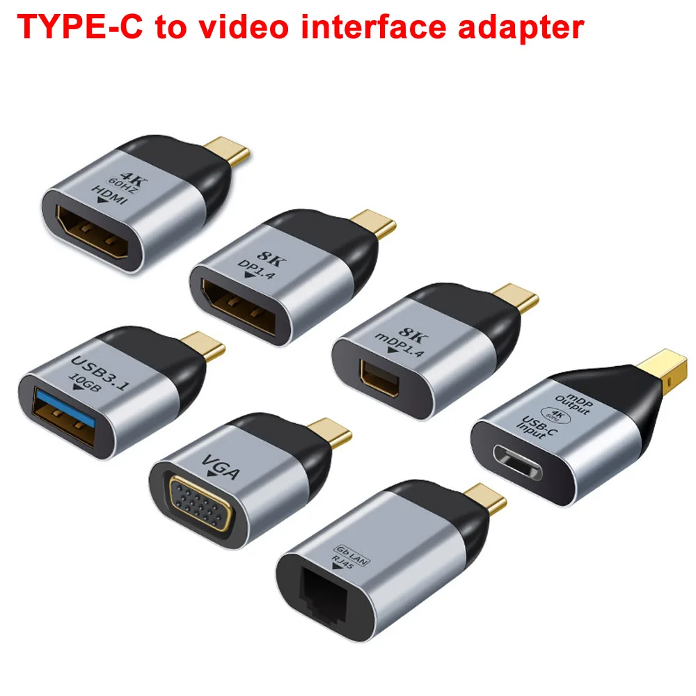 Usb 3.1 Type C To Hdmi-compatible/dp/vgaminidp Mdp Rj45 Adapter Plug  Converter Projection 4k/8k 60hz Usb C Male Female Hd Video - Connectors -  AliExpress