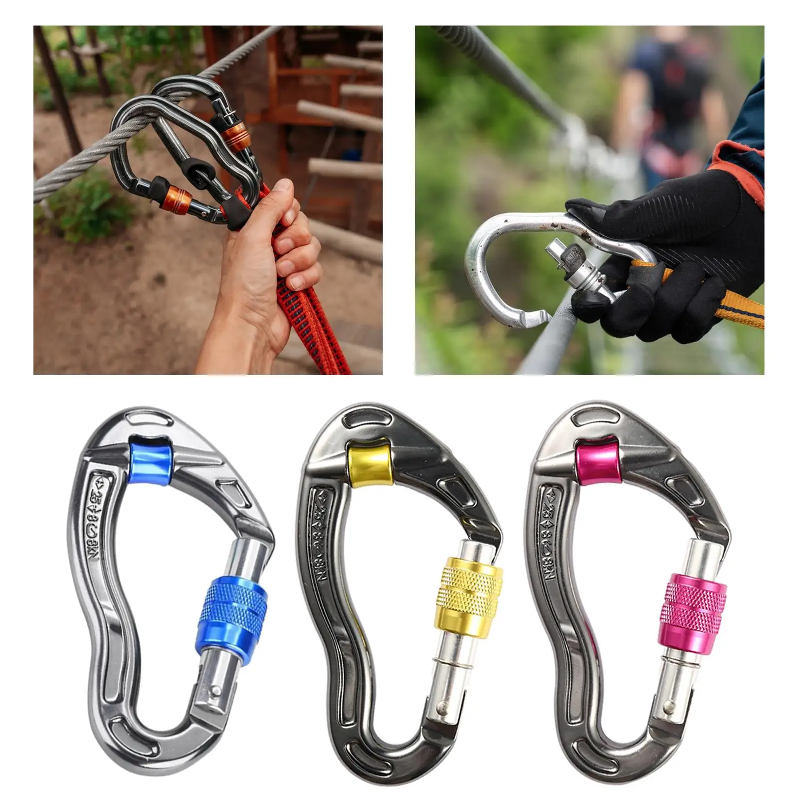 Rock Climbing Carabiner Equipment Lightweight Aluminum Alloy Locking Carabiner