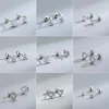Silver Color Screw Back Helix Piercing Stud Earrings For Women Cubic Zirconia 925 Silver Needles Cartilage Earring Jewelry 2pcs 2