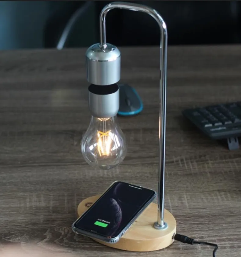 

LED Magnetic Levitation Bulb Night Light Hover Floating Desk Lamp Magic Wireless Charger for Phone Birthday Christmas Gifts