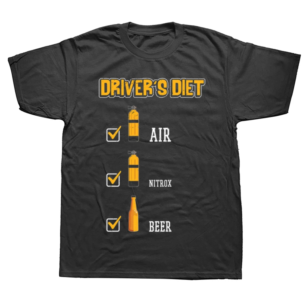 Lustige Taucher Diät Checkliste für Taucher Deep Down Dive Flag Scuba Grafik T-Shirt Herren Mode T-Shirt 100 % Baumwolle Übergroßes T-Shirt