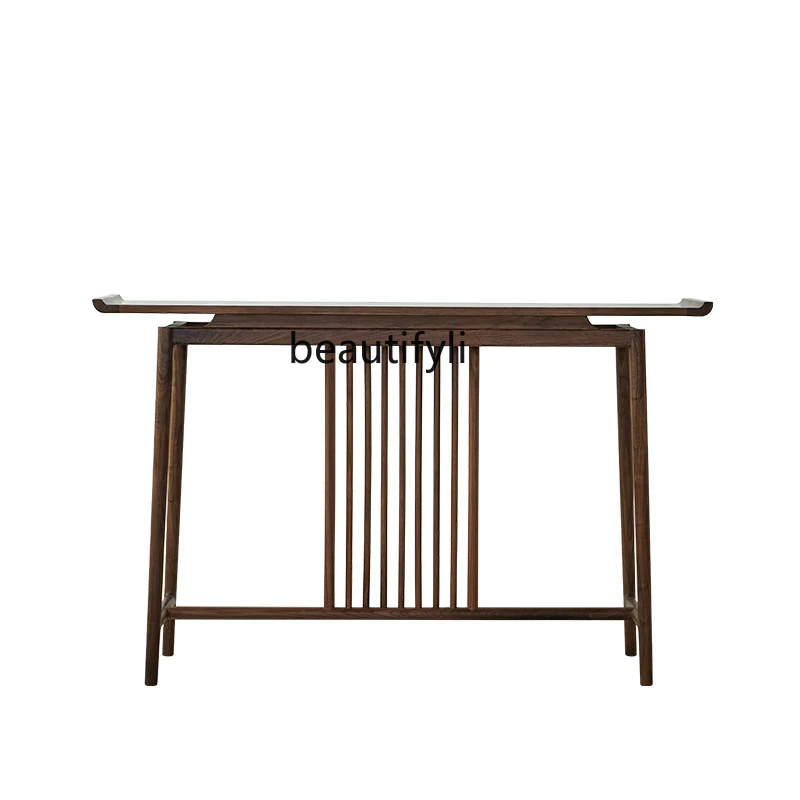 

Home a Long Narrow Table New Chinese Style Console Tables Solid Wood Middle Hall Black Walnut against the Wall Altar Zen