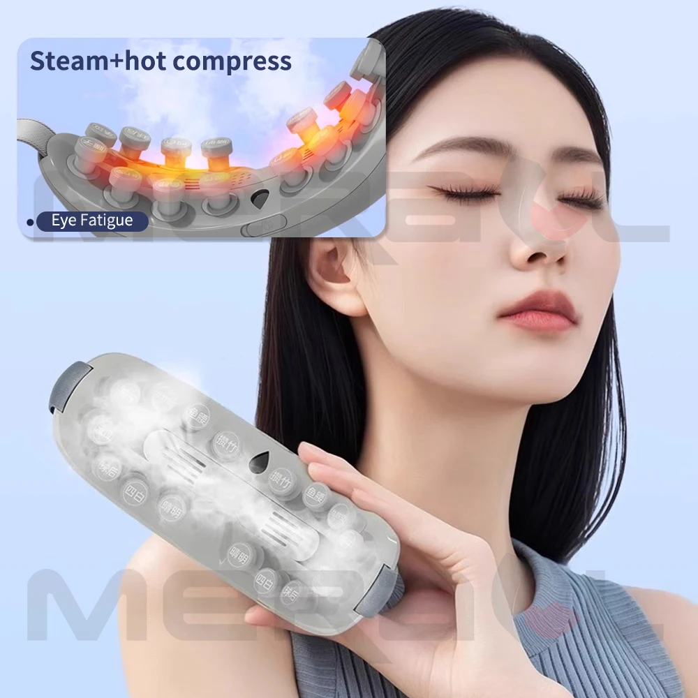 4D Eye Massage Device Acupressure Heating Vibration Massager Eyes Therapy Glasses Relaxtion Hot Compress Tired Eye Massage