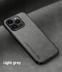 Luxury Silicone TPU Leather Phone Case Cover for iPhone 17 Pro Max (Light Gray)