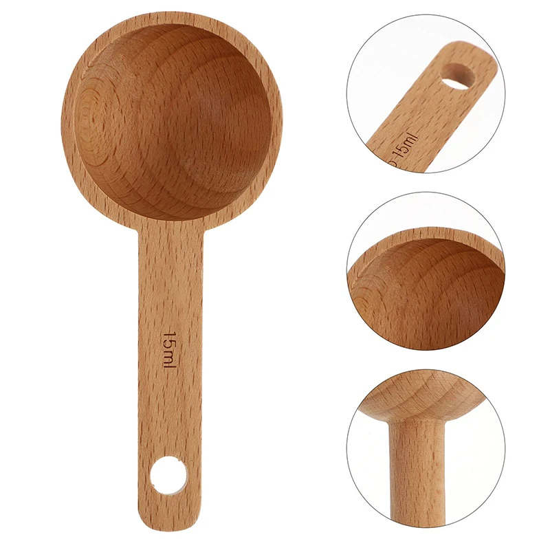 

2pcs Wooden Measuring Spoon 15ml Coffee Seasoning Spoon Milk Mixing Sppon Measuring Walnut Beech Short Handle Kitchen Tool