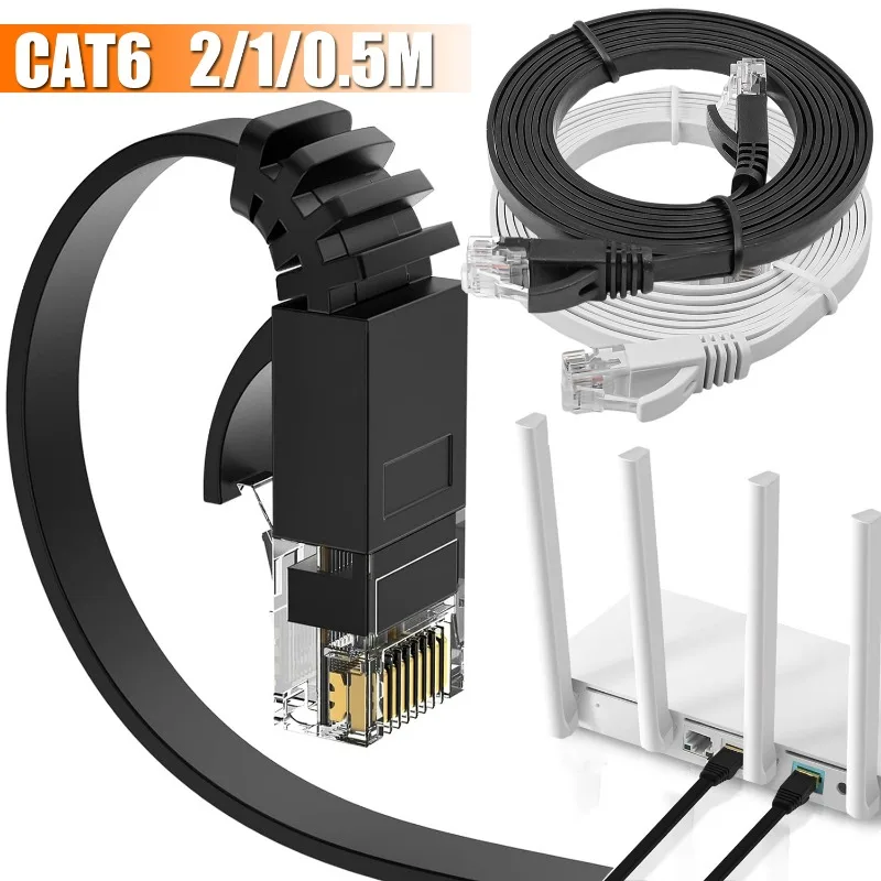 Cavo Di Rete Piatto Cat 6 Rj45 Cat6 Ethernet Flat Wire Lan 1000Mbps Cavo Crossover Ethernet Ad Alta Velocità Cavo Connettore Patch