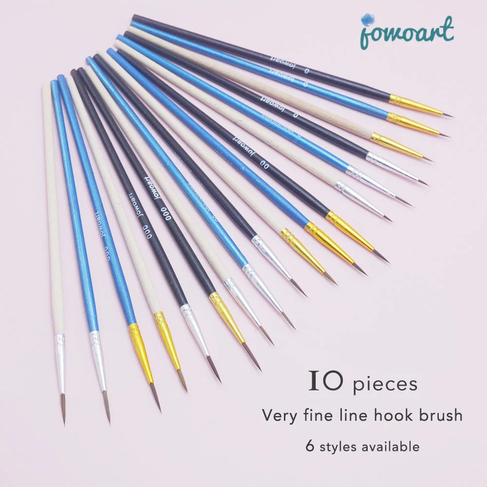 Paint Brushes 10Pcs/Set Fine Hand-painted Thin Hook Line Pen Short Wood Rod Drawing Art Pen Paint Brush Art Supplies Nylon Brush
