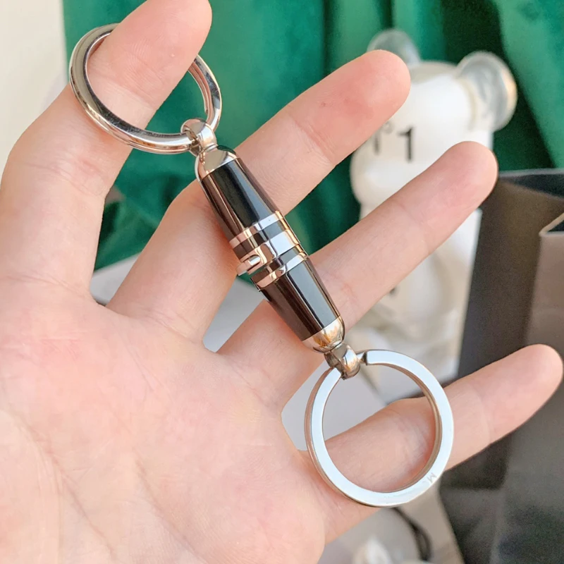 LJ2 Luxury MB Key Chain Black & Yellow Smooth Paint Car 316 Stainless Steel Double Ring High Quality Gift