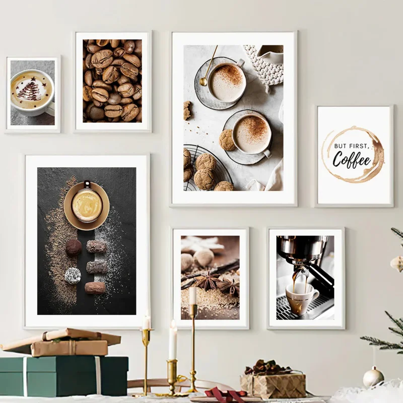 

Latte Coffee Culture Cake Biscuits Wall Art Canvas Painting Nordic Posters And Prints Wall Pictures For Dining Room Decor
