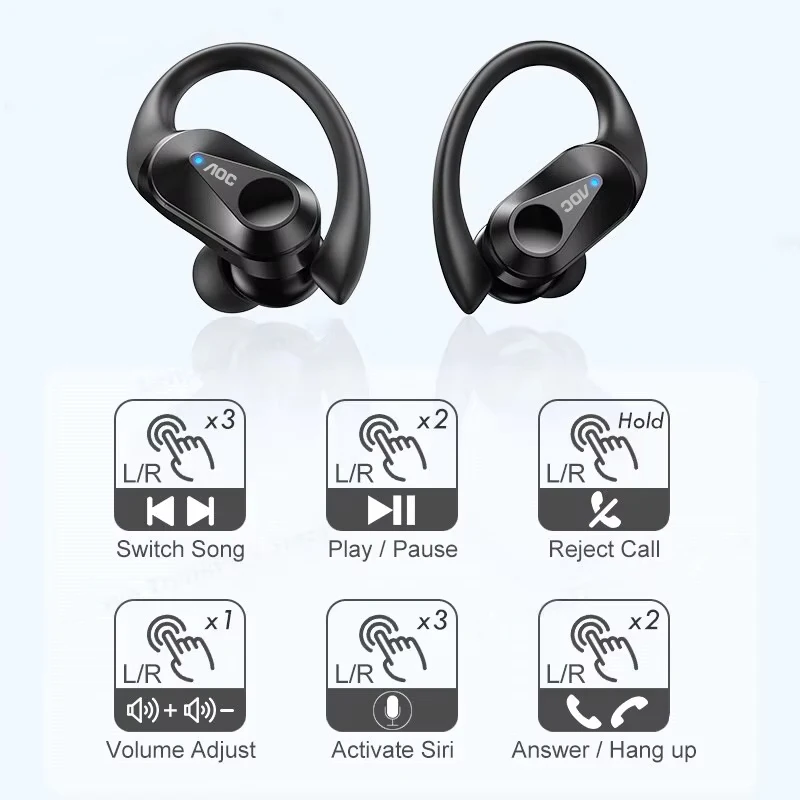 Choice Aoc Gaming Headset Wireless Bluetooth 6 0 Sport Earbuds Led Battery Display Headphones With Mic Waterproof 300mah Lp75, Alina Gadgets