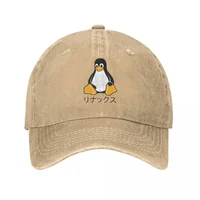 Japanese Tux Unisex Baseball Caps Linux Penguin Distressed Cotton Hats Cap Vintage Outdoor Summer Unstructured Soft Sun Cap 2