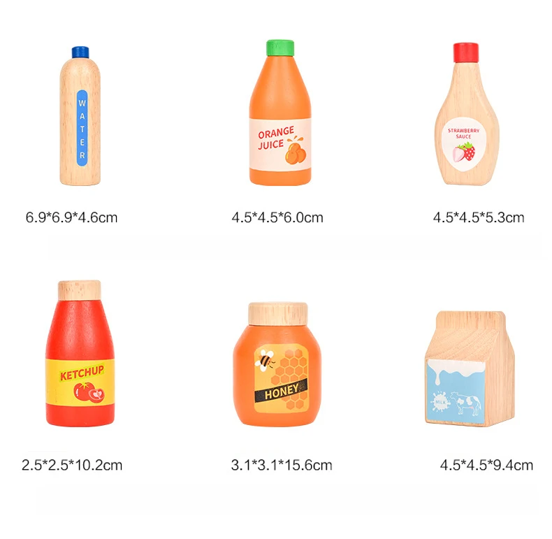 Pretend Play Toy Wooden Drink Set Kitchen Food Toys Kids Montessori Educational Game Children Wooden Imitation Toys for Girl Boy 6