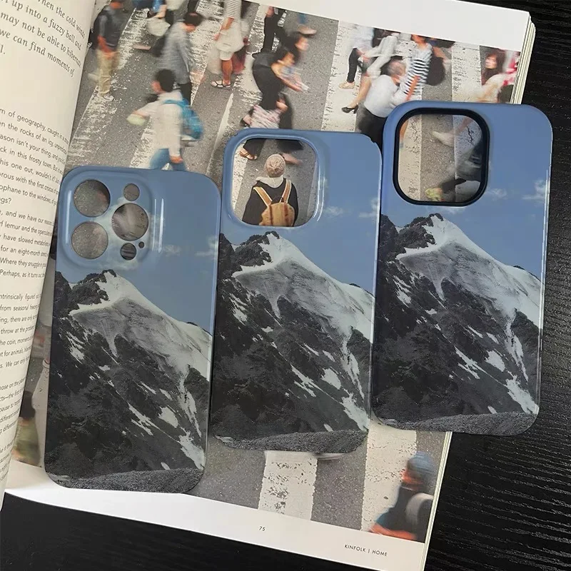 Elegant Blue Snow Mountain Acrylic Phone Case