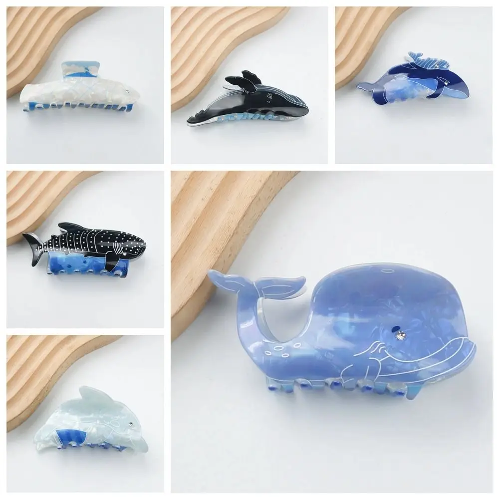 Personalized Blue Sea Creature Animal Hair Claw Fish Cartoon Dolphin Hair Clip Women Headwear Grab Clip Daily