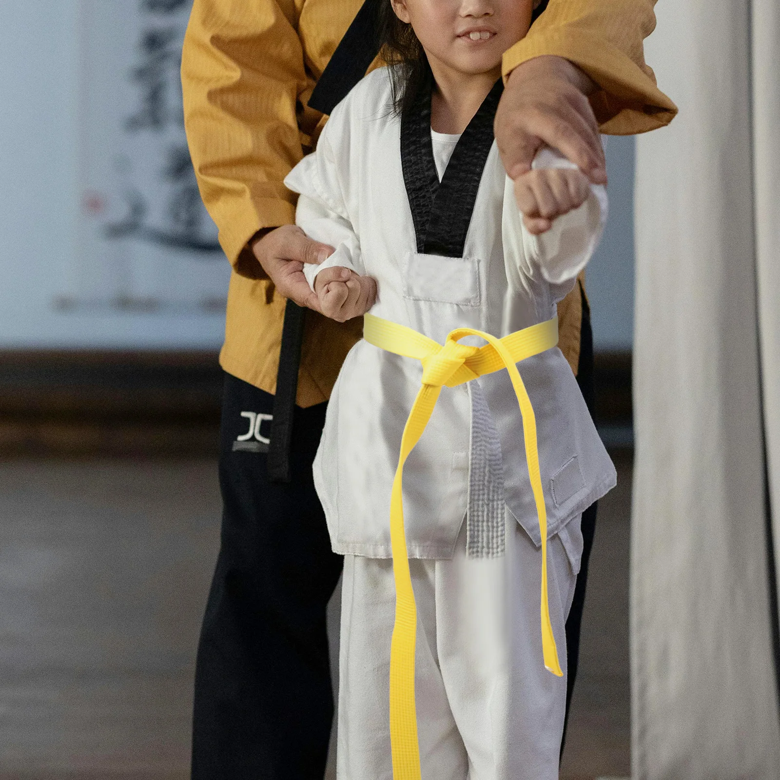 BRIGHTFUFU 2pcs Yellow Taekwondo Belt Set 2.4m Cotton Karate Waistband For Martial Arts Training For Beginners And Practitioners