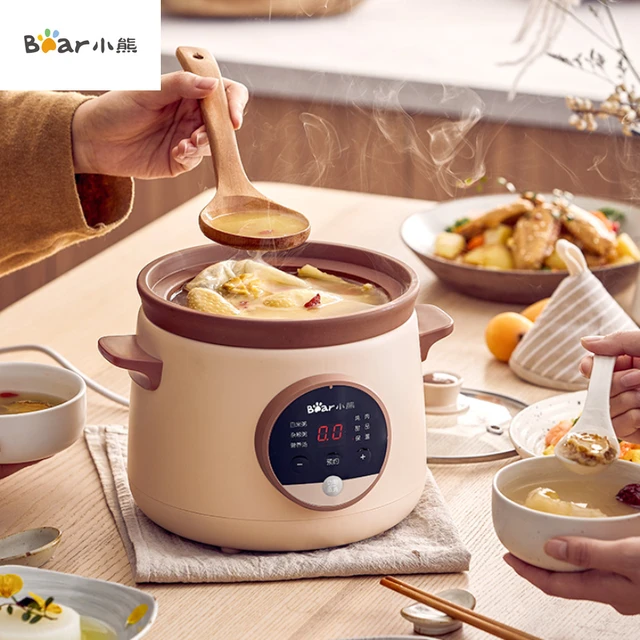 1L Gruel Soup Pot Ceramic Electric Crock Pot Automatic Household  Intelligent Small Crock Pot Rice Cooker Food Warmer Cooker - AliExpress