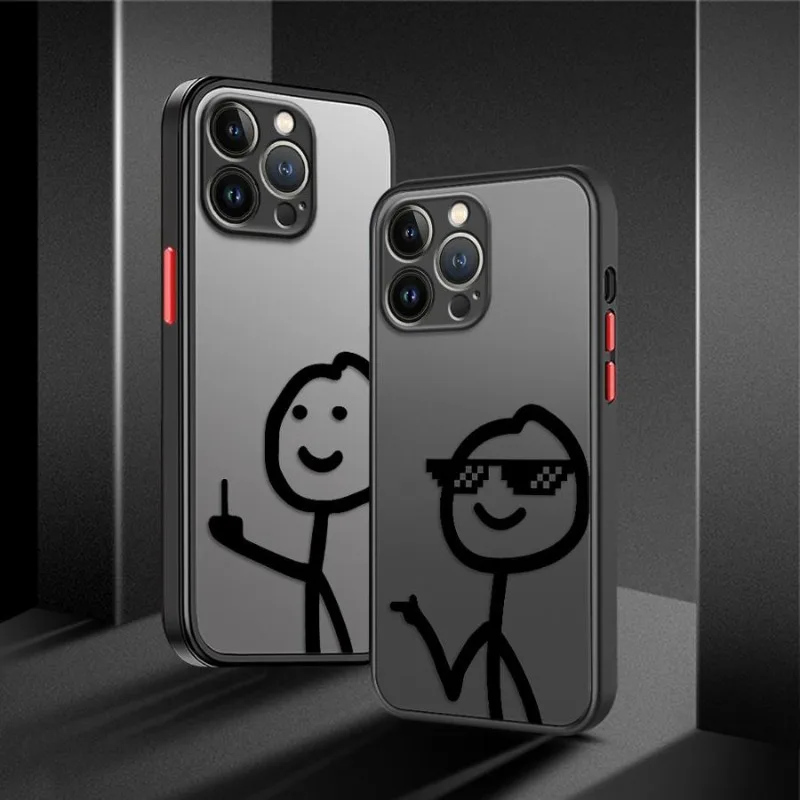 Playful Cartoon Matchman Shockproof Matte Transparent Phone Case