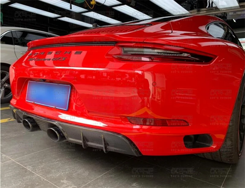 Voor Porsche 911 991.2 2015 2016 2017 2018 Echt koolstofvezel Voorlip Achterdiffuser Carrosserie Zijskirt Kit Kofferbakspoiler Refits - - Racext 59