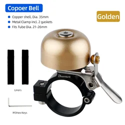 Deemount Premium Brass Bicycle Bell - 35mm Anodized Crisp Audio Warning (Golden 1 PC)