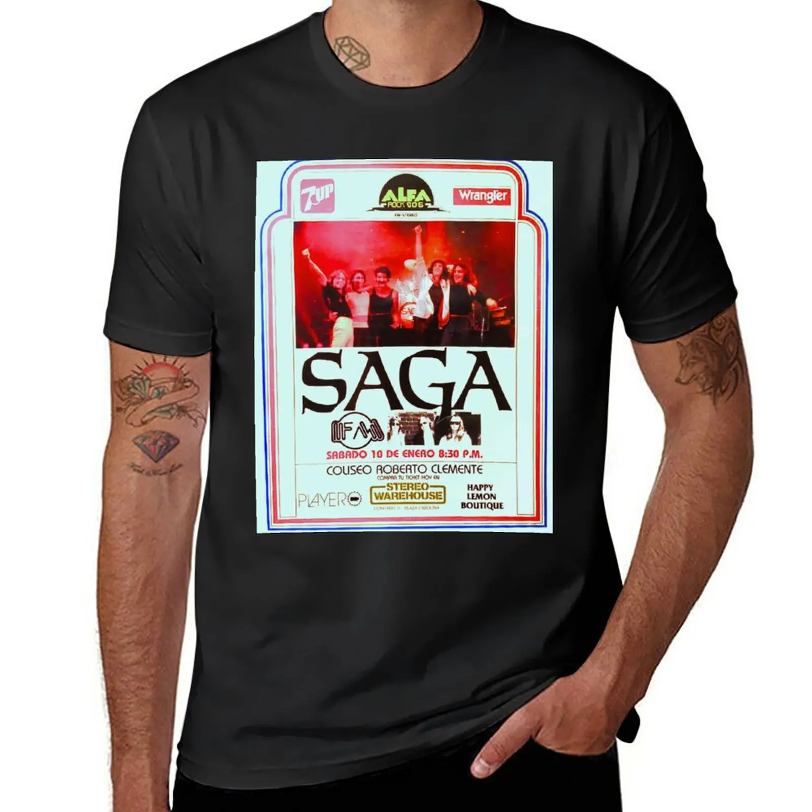 New Saga & FM live in San Juan P.R. 1981 T-Shirt cat shirts Anime t-shirt custom t shirt mens clothes