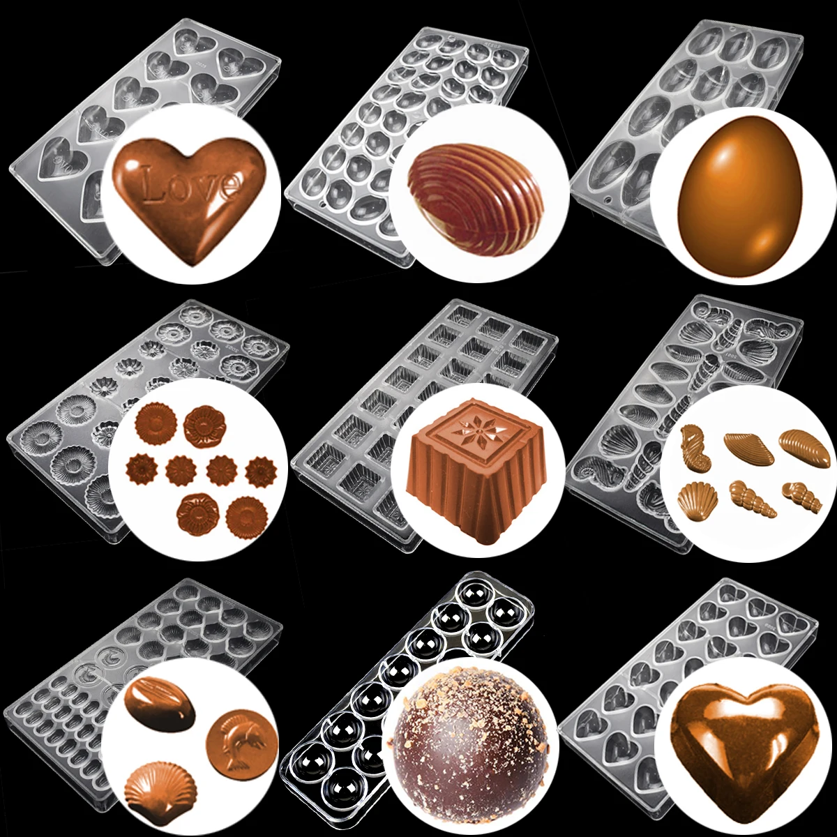 3DChocolateMoldforCandyChocolateBonbonsHeartEggPolycarbonateMouldConfectionery