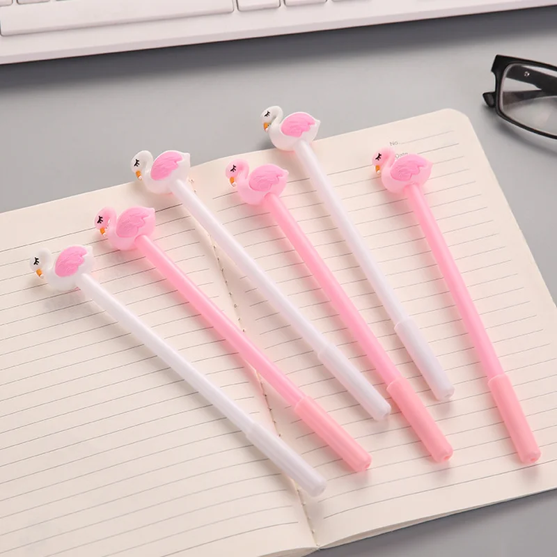 Soft Silicon Cartoon Flamingos Neutral Pen, Black Signature Pen, Water Fountain Pens, Student Stationery low cost diffused silicon 4 20ma lcd display pressure transmitter 0 10bar water fuel pressure sensor