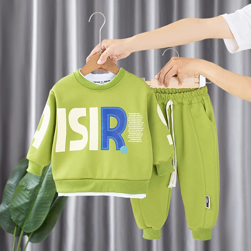 

Autumn Children's Clothes Letter Print Boys Cotton Pullover Sweatshirt & Pant 2pcs Sets Kids Casual Tracksuit Fashion Sportswear