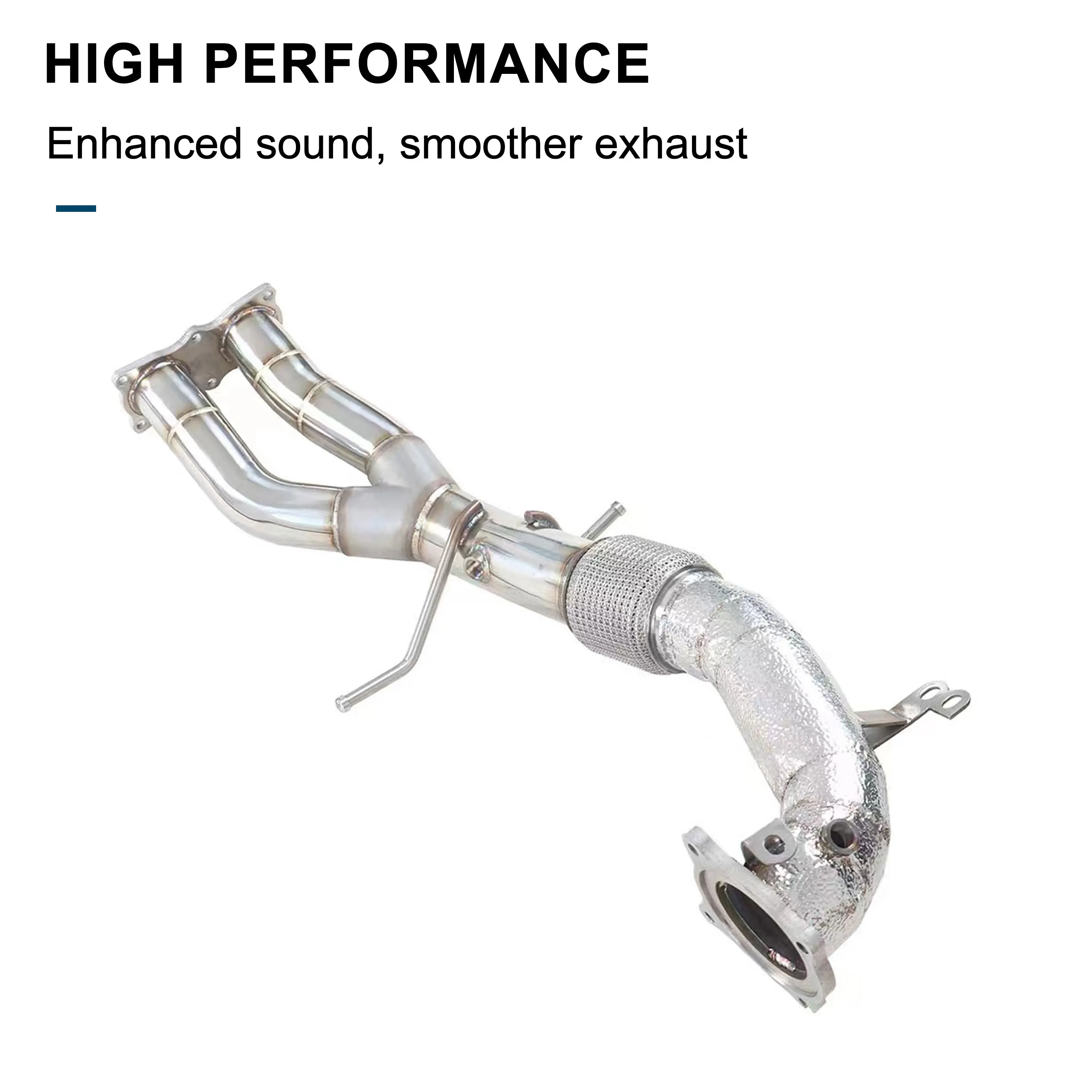 CBNT Exhaust Header for Volvo V60 S60 XC60 3.0T Downpipe with Heat Shield SS304 Tuning Exhaust-pipe with Catalytic Converter
