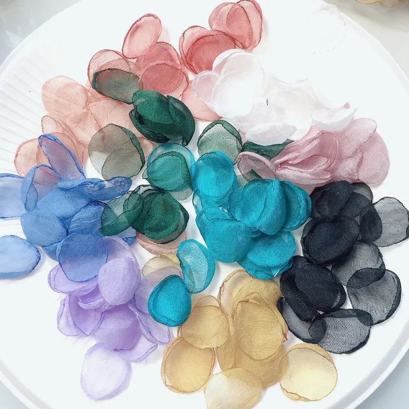 2cm Little Organza Rose Petals DIY Wedding Accessories Handmade Burned Edge Flowers Artifical Petals Supplies 100Pcs/Bag artificial rose petals
