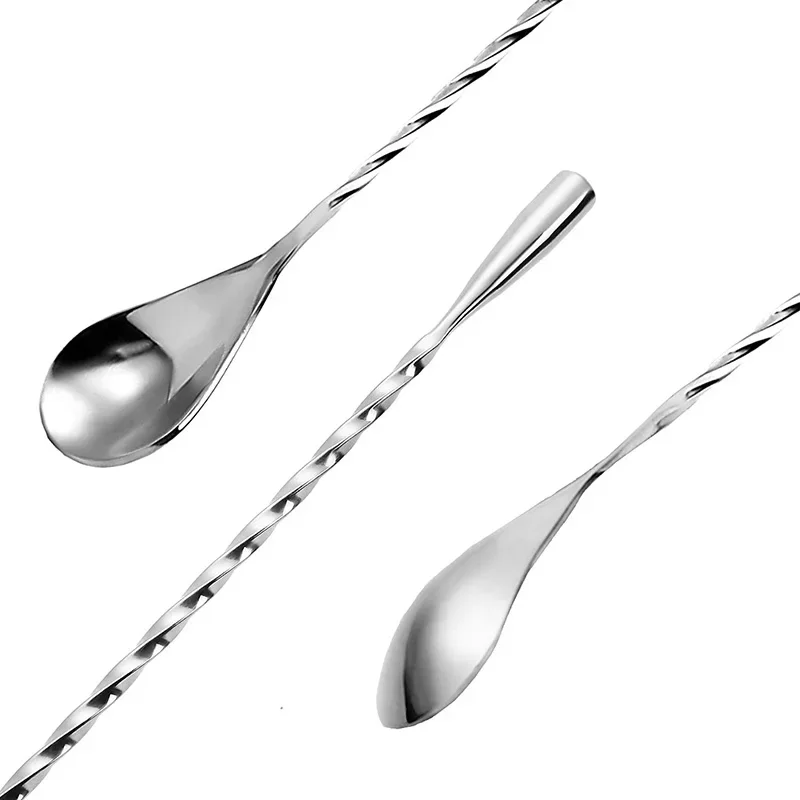 2-Pack 12 Inches Stainless Steel Bartender Mixing Spoon Cocktail Stirrers, Spiral Bar Spoon Stirring with Long Handle