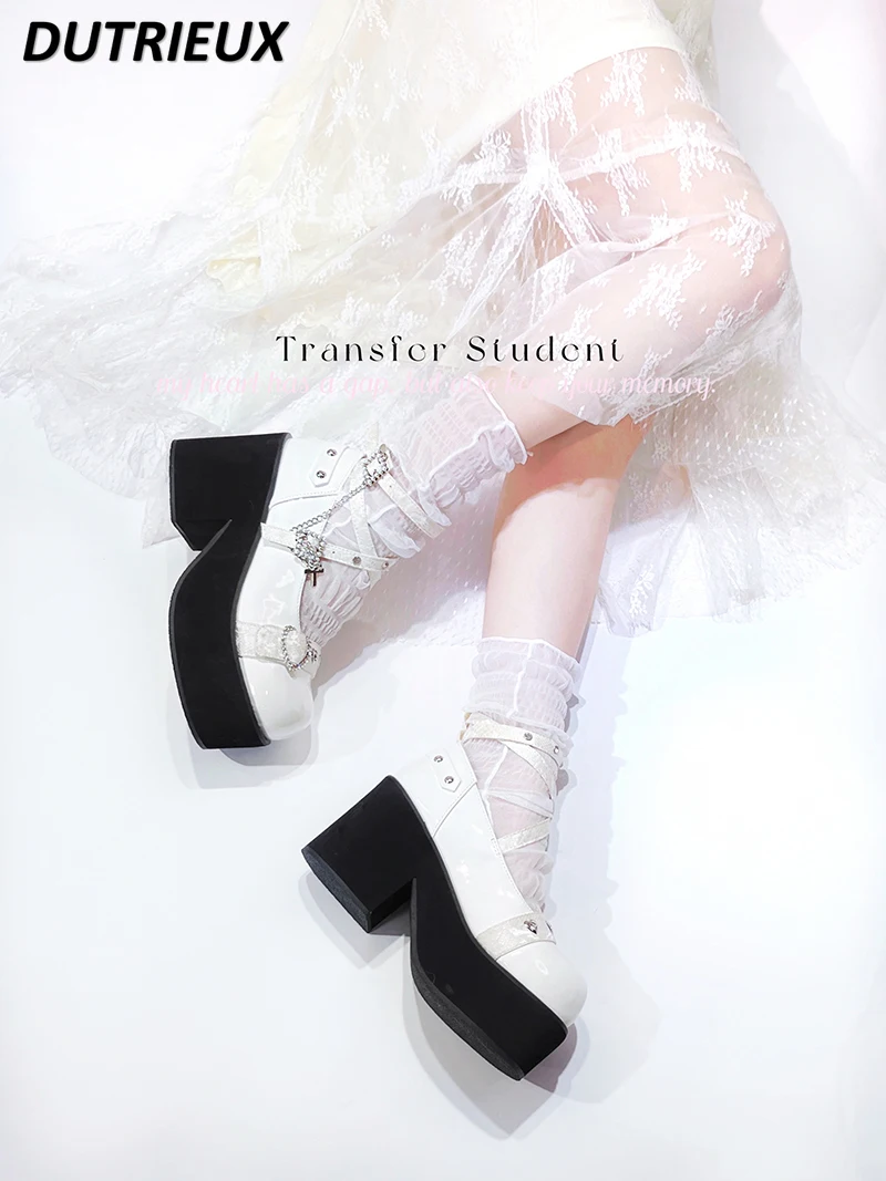 Japanese Original Mine Style Shallow Mouth Platform Shoes Muffin Bottom Shoes Sweet Cute Girls Wild Round Head Bandage Shoes