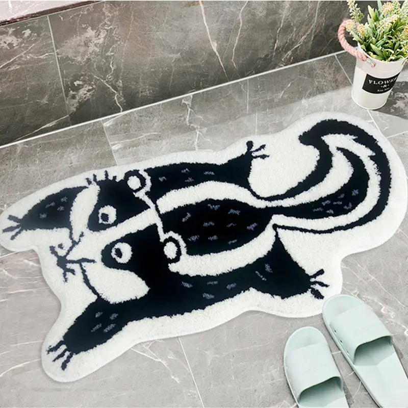 

Black Fox Shape Rugs Doormat Soft Plush Tufted Carpet Kid Bedroom Decor Non-slip Bathroom In Wash Basin Bathtub Side Floor Mat