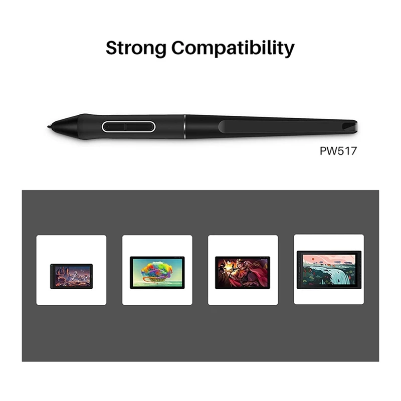 PW517 Digital Stylus Pen + 10-Pack Replacement Pen Nibs for Huion Kamvas 13, Kamvas Pro 24, 22 Plus Battery-Free