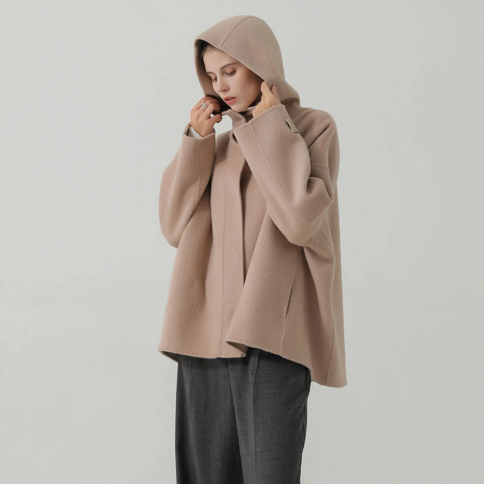 Hooded wool blend coat womens Clearance