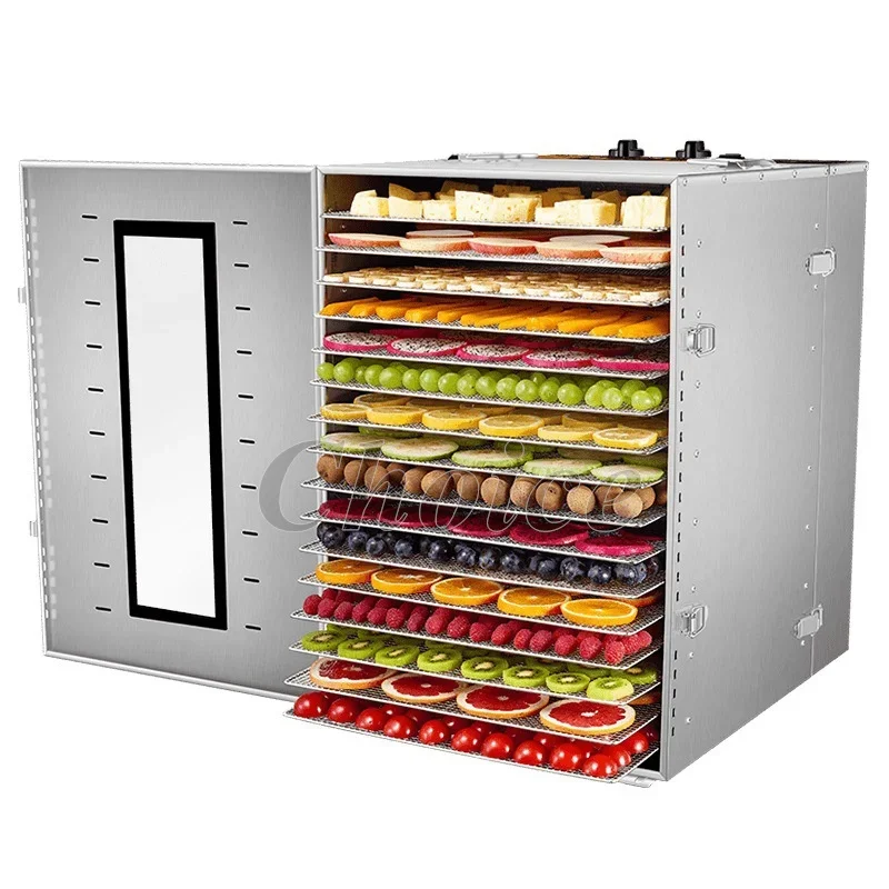 16 Trays Food Dehydrator Fruit Dryer Machine Automatic Rotation Meat Snacks Dried Fruit Machine Vegetables Commercial for Home