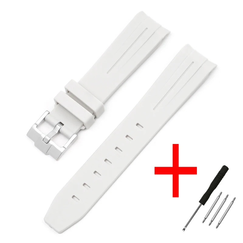 20mm Curved End Waterproof Rubber Sports Watch Strap