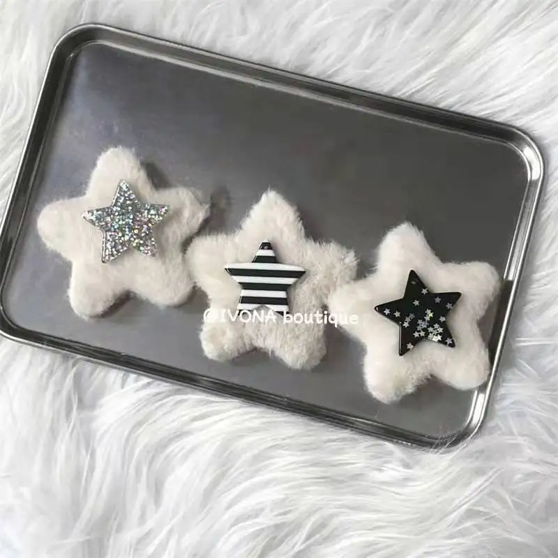 

5pcs Plush Star Girl Y2K Style Plush Hairpin Cute Kids Flash Star Sequins Hair Clip Pentagram Shape Barrettes Hair Accessories