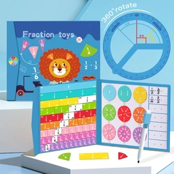 Children Magnetic Fraction Math Toys Wooden Fraction Book Set Teaching Visual Aid Kids Arithmetic Educational Learning Toy