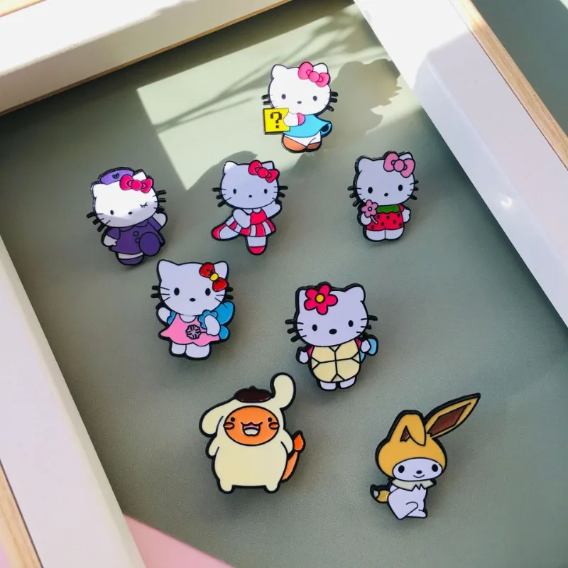 

Sanrio Anime Figure Hello Kitty Cinnamoroll Enamel Pins Cartoon Kawaii Brooch Jeans Jacket Pin Jewelry Kids Toys Christmas Gifts