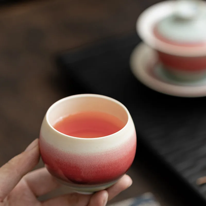 125ml Handmade Aurora Kiln Change Teacup Elegant Dragon Egg Tea Bowl Mug Smelling Cup Chazhan Personal Master Cups Teaware Craft