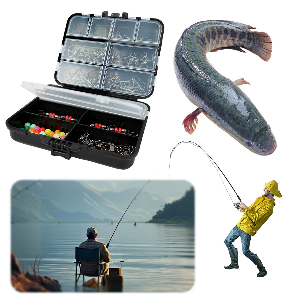 140pcs Fishing Set Ball Bearing Fishing Swivels Fishing Accessories Kit Fishing Snap Swivels Bass Trout Carp Fishing Accessories