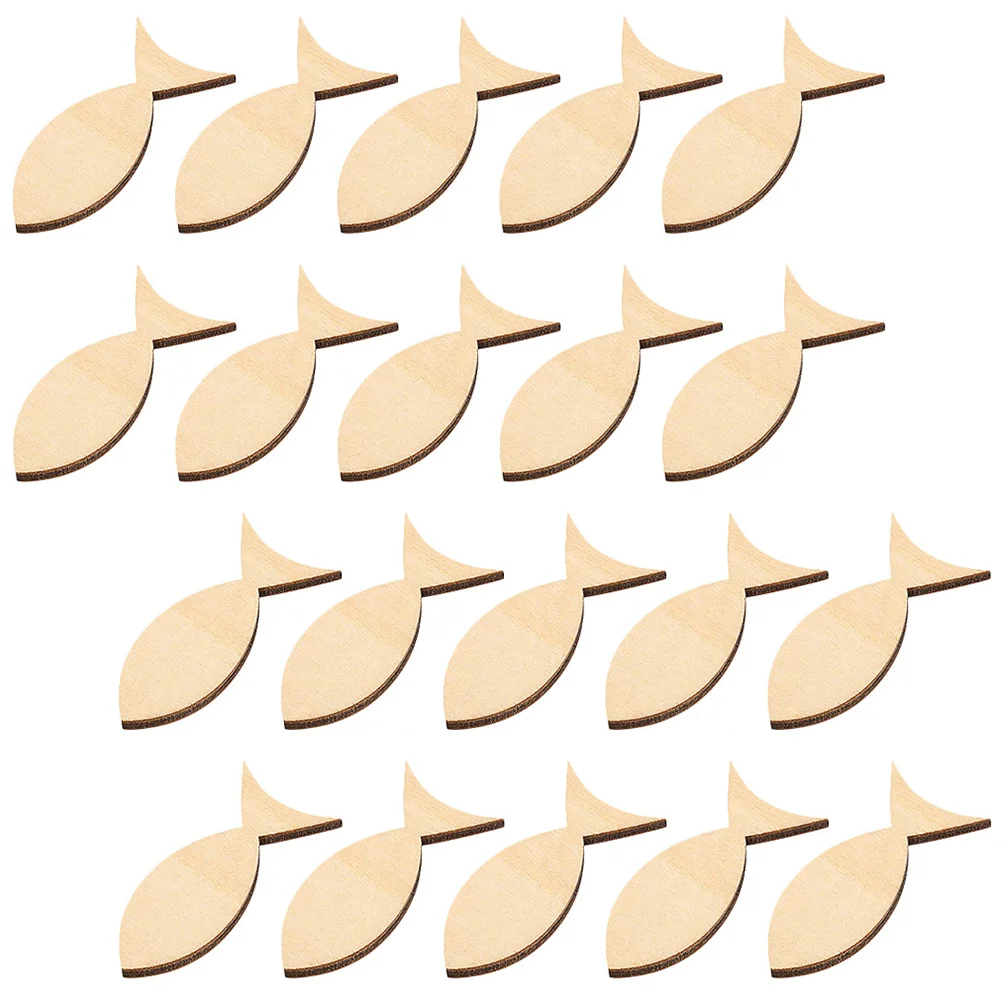 

100 Pcs Decor Wooden Solid Fish Decorative Linden DIY Hand-painted Board 100pcs Unfinished Slices Chips Hanging Ornaments Blank