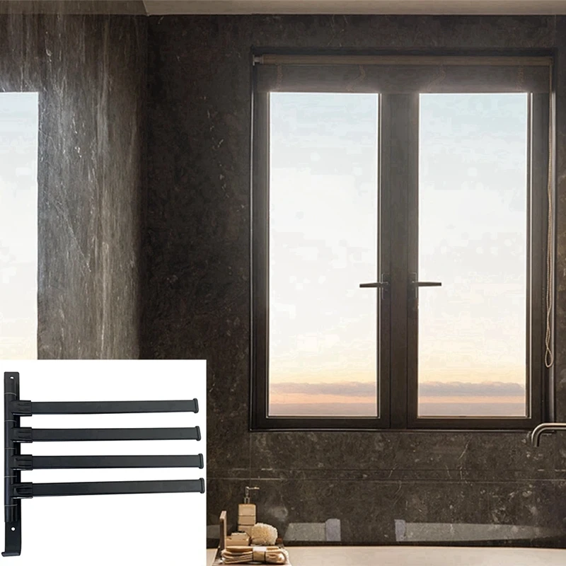 Swivel Towel Rack Aluminum Alloy Swivel Towel Rack With 4-Arm Hanger,Rustproof Racks For Bathroom 180&deg; Rotation
