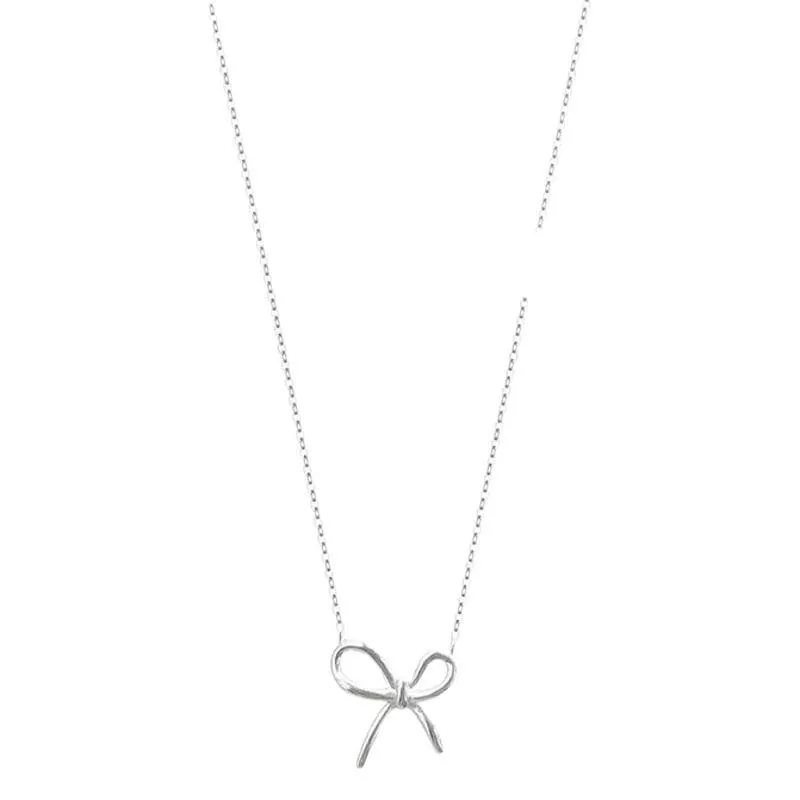 2025 Korean Silver Color Bowknot Pendant Necklace For Women