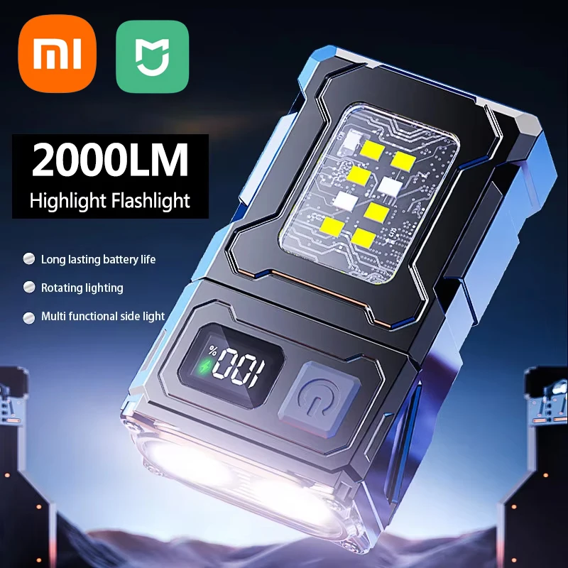 Xiaomi Flashlight Adjustable Angle LED Outdoor Portable Multi-function Keychain Magnetic Camping Warning portable flashlight