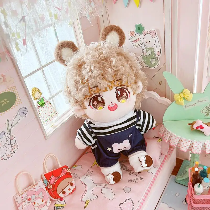20cm Cute Idol Boy Doll Kawaii Stuffed Soft Cotton Plush Doll with Clothes for Girls Fans Collection Gifts Anime Game Periphery