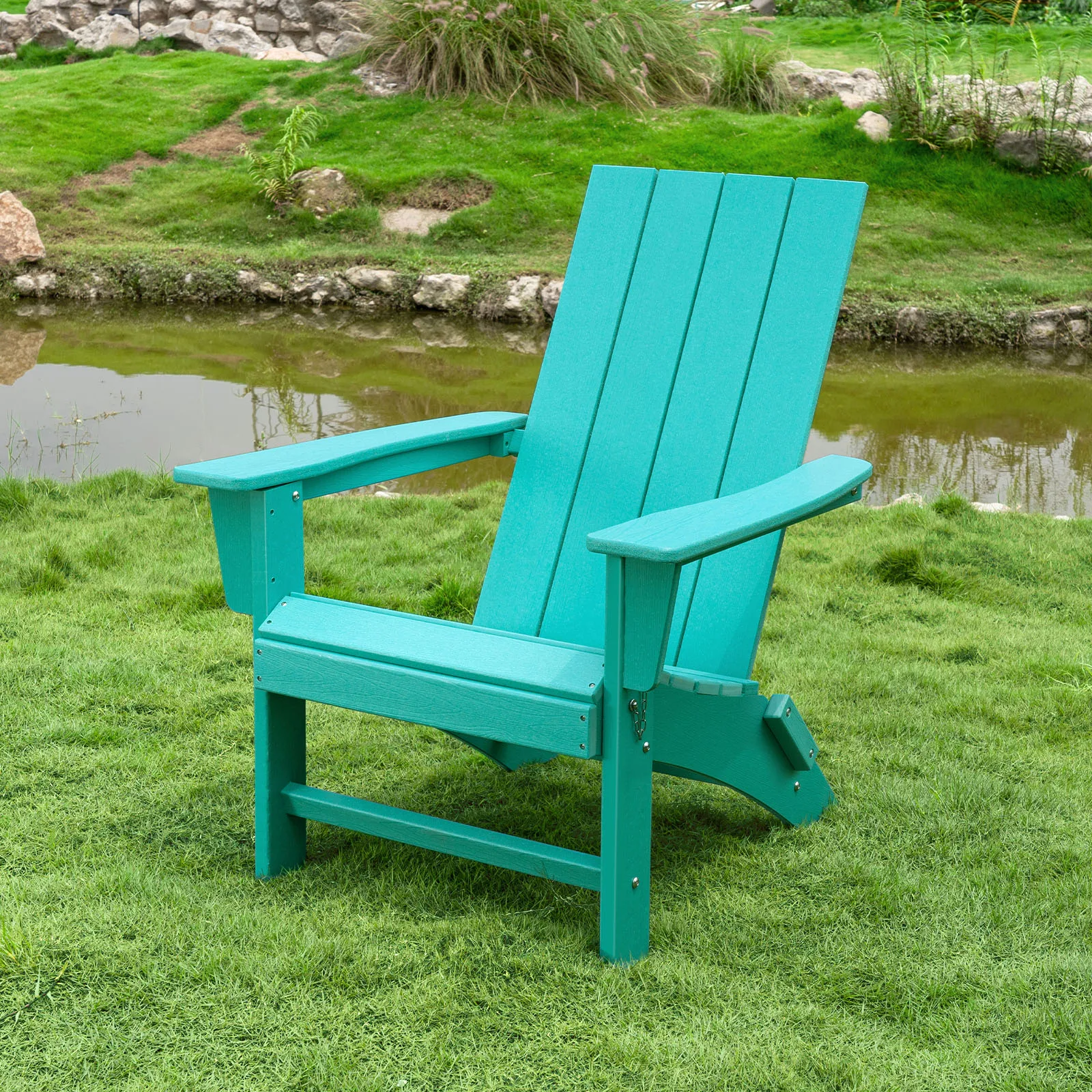 Adirondack Bench Lounge Chairs with Footrest Table 2 Outdoor Patio HDPE Folding