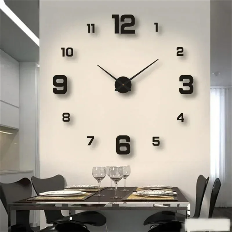 DIY Wall Clock for Home Office 40cm Frameless Modern 3D Wall Clock Mirror Stickers Hotel Room Design School Decoration Decor
