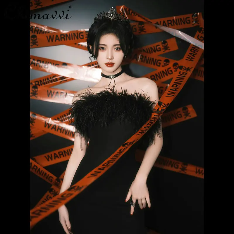 

Элегантное женское черное вечернее платье, новинка 2022, зимняя одежда, светильник роскошное модное повседневное сексуальное короткое платье для женщин