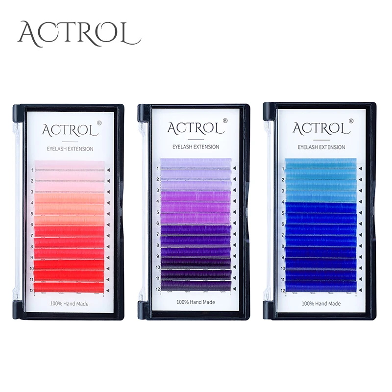 ACTROL Ombre Lashes Easy Fan Volume Eyelash Extension C/D Curl Gradient Colored False Lash Extensions Makeup Tools